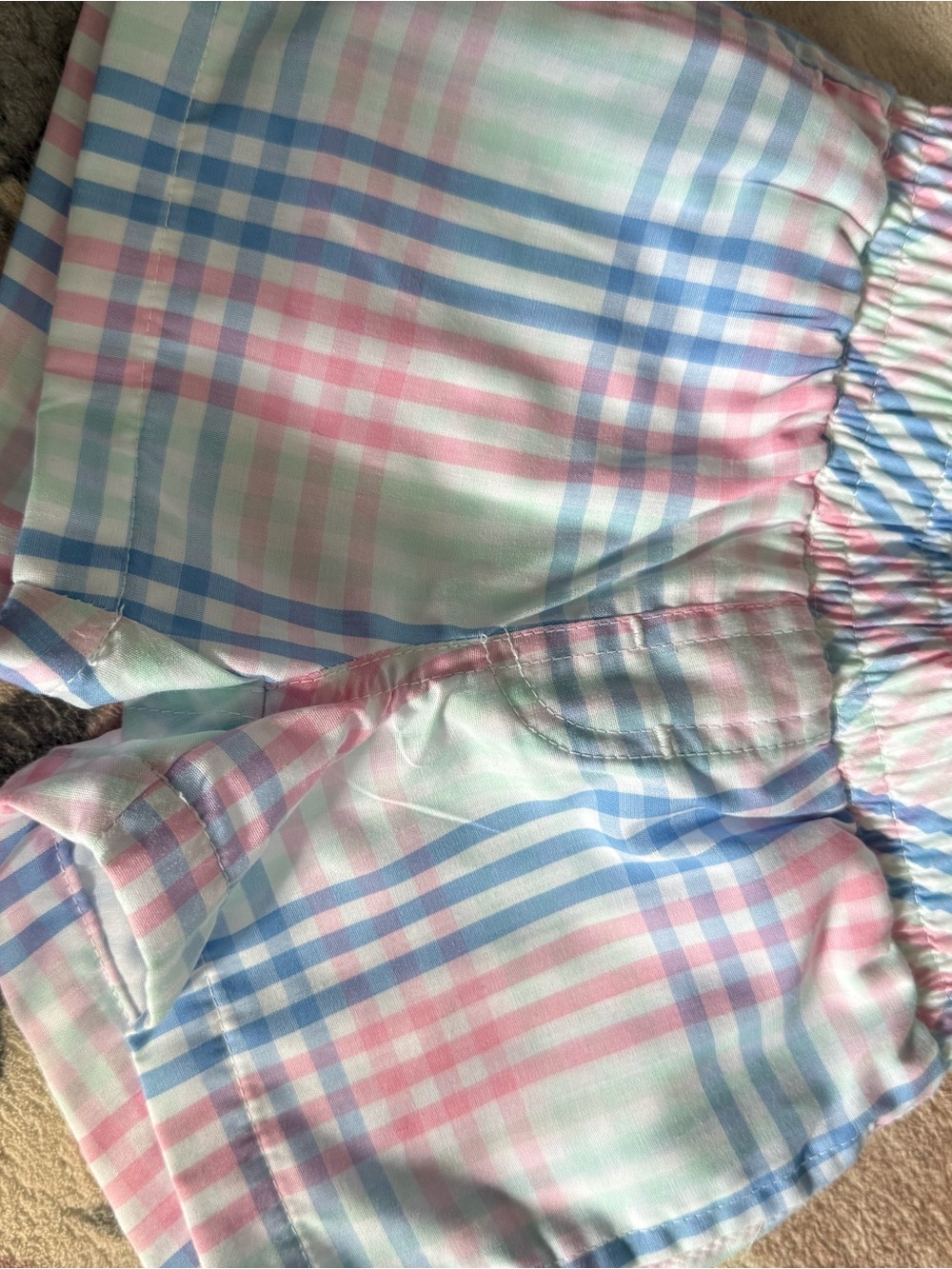 The Beaufort Bonnet Company Pastel Plaid Elastic-Waist Shorts - Blue, Pink, Mint